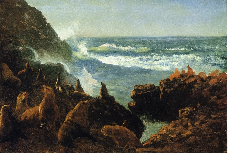 Albert Bierstadt Oil Painting Sea Lions, Farallon Islands